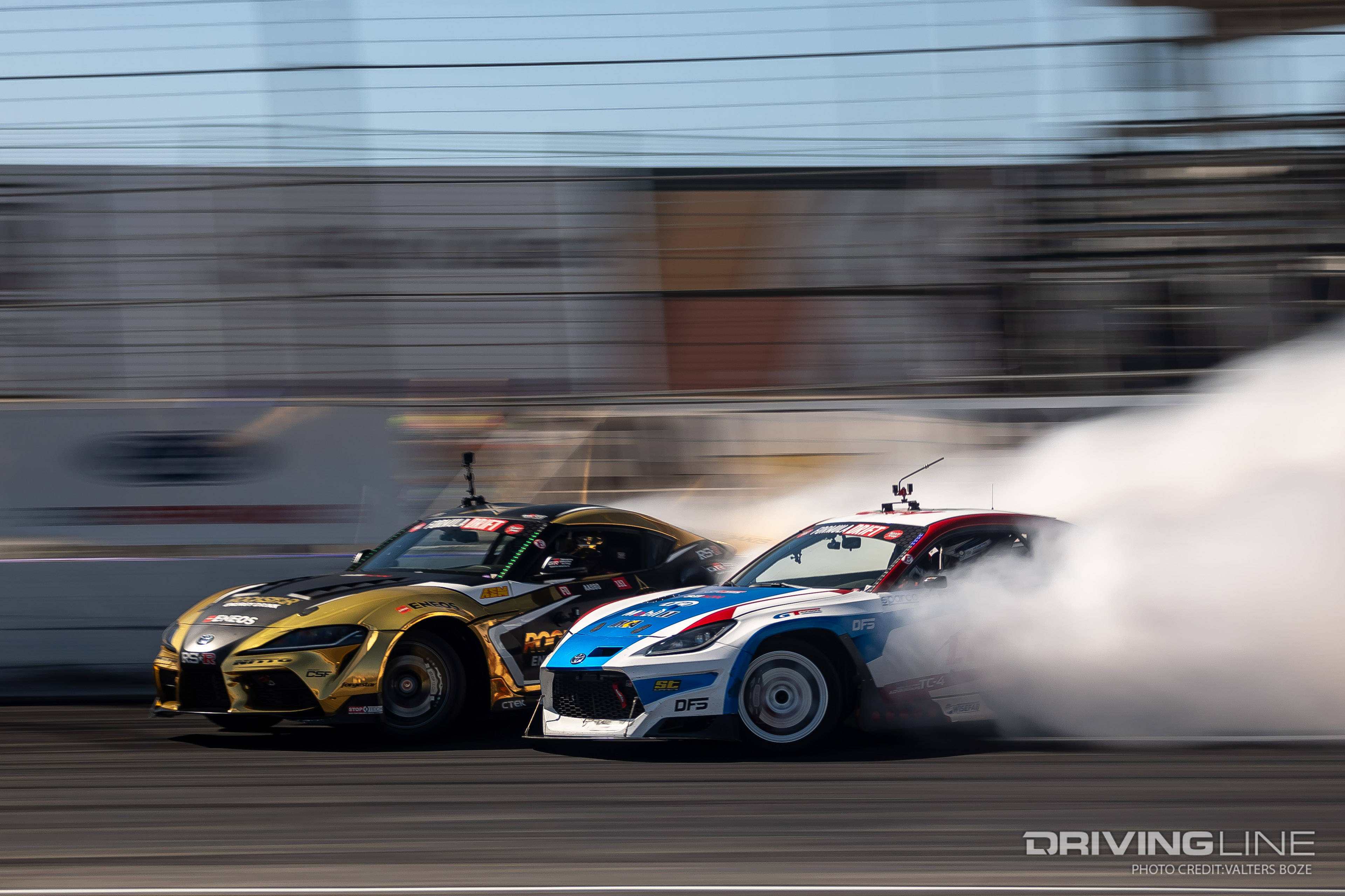 Fredric Aasbo tandem drifting against Jhonnattan Castro at 2023 Formula Drift Irwindale