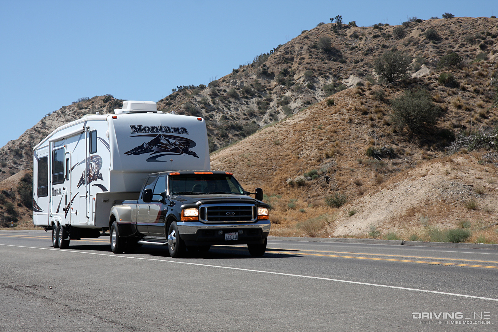 Ford F-350 dually towing camping trailer