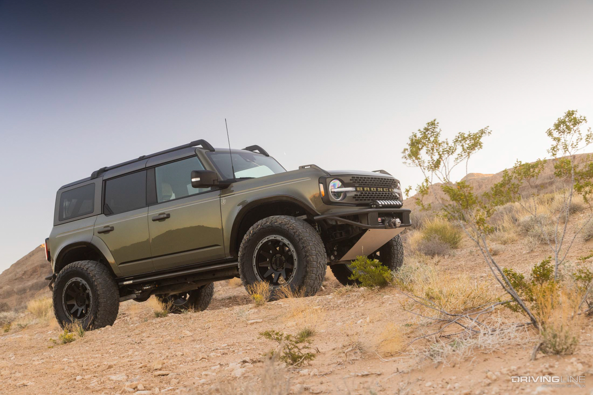 Saguaro green Ford Bronco on Nitto Recon Grappler tires