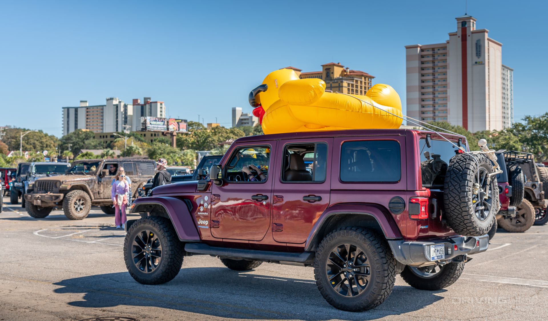 MB Jeep Jam giant duck on roof of Snazzberry JL