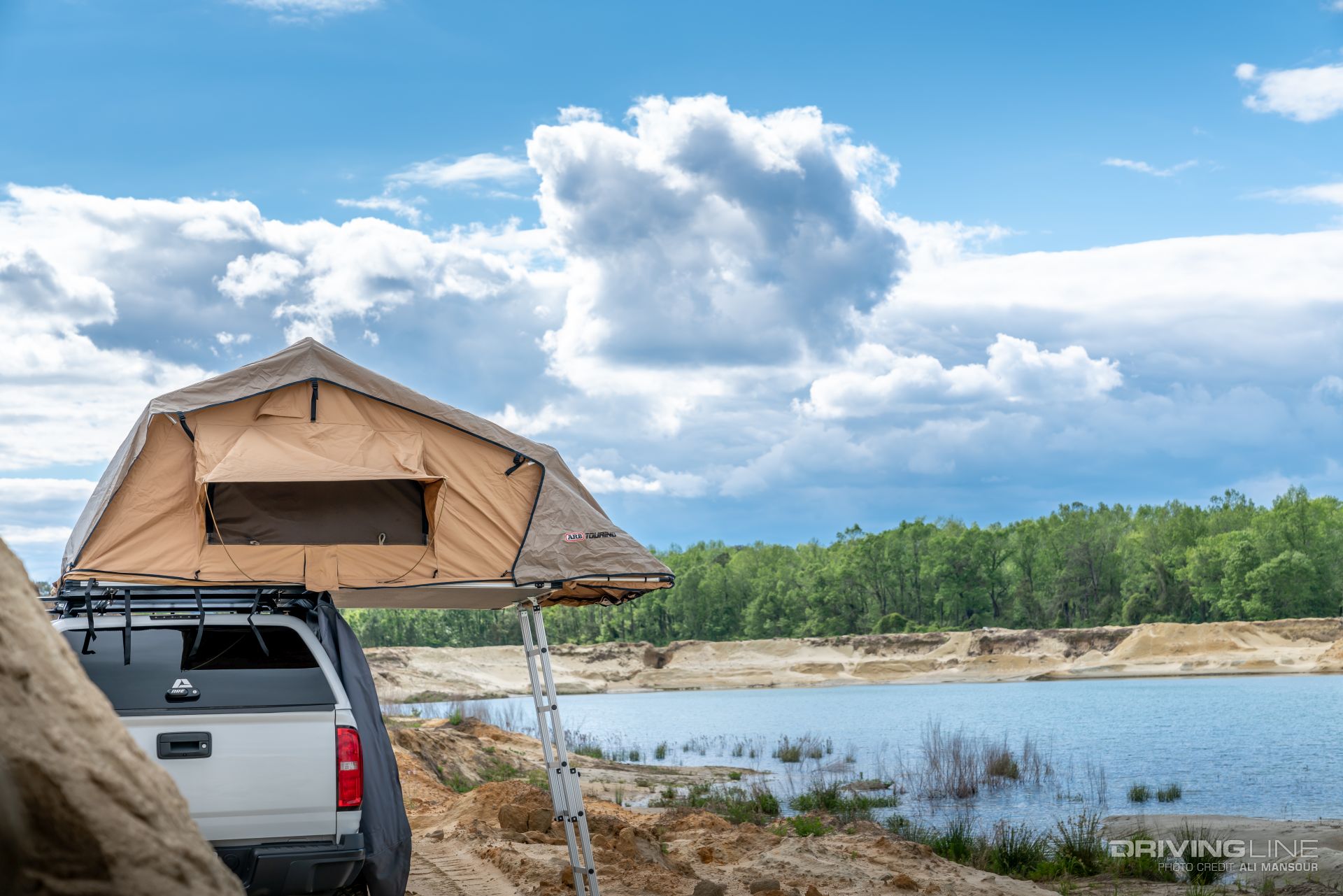 Overland camping from pickup truck tent