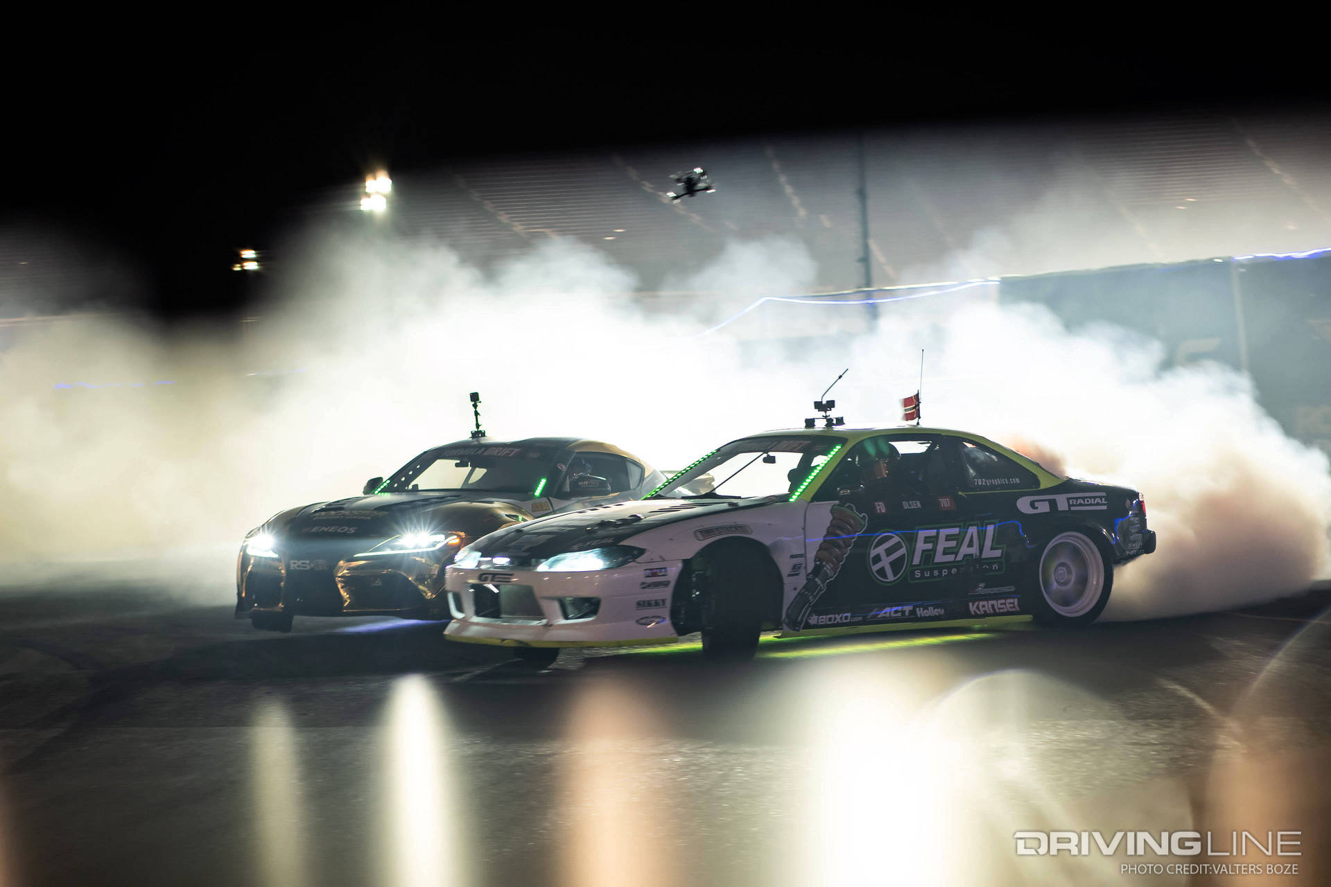 Fredric Aasbo tandem drifting against Simen Olsen at 2023 Formula Drift St. Louis round 5
