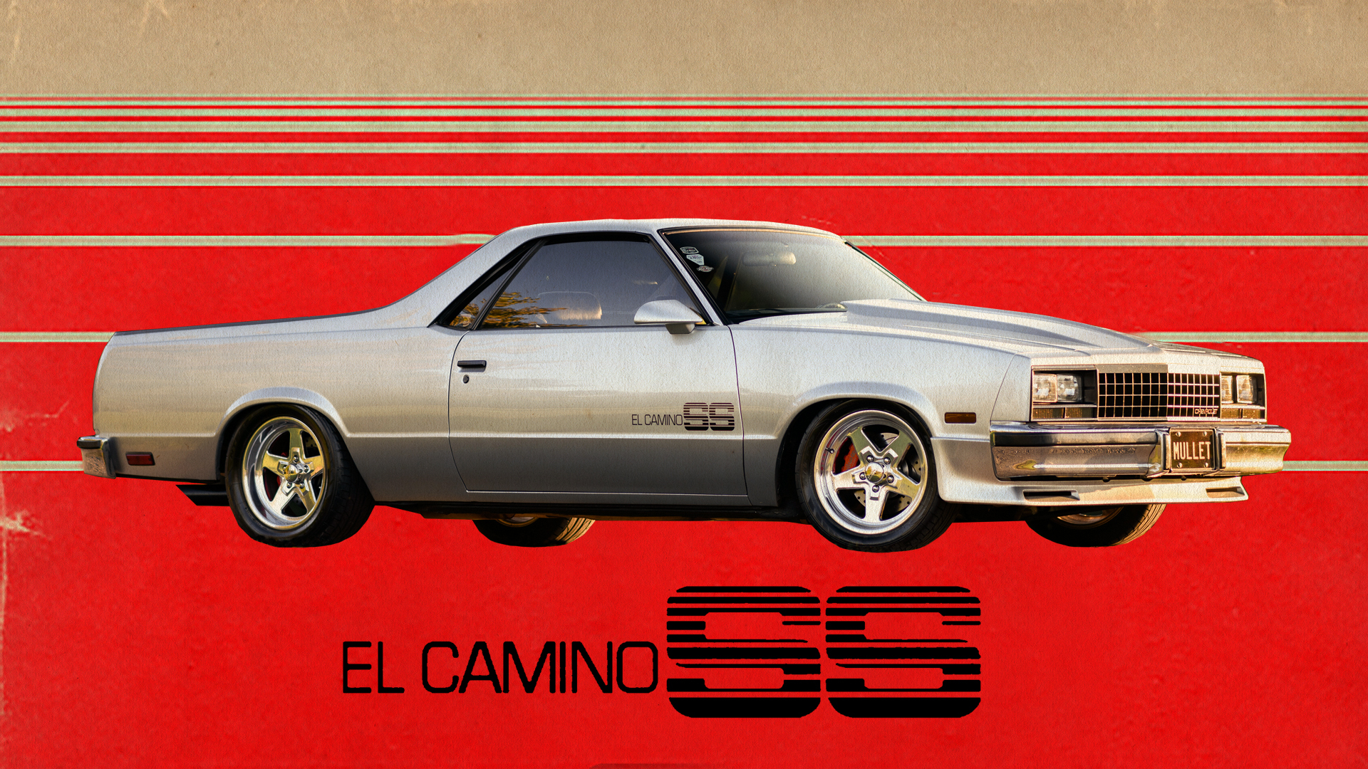 1987 El Camino SS on red background