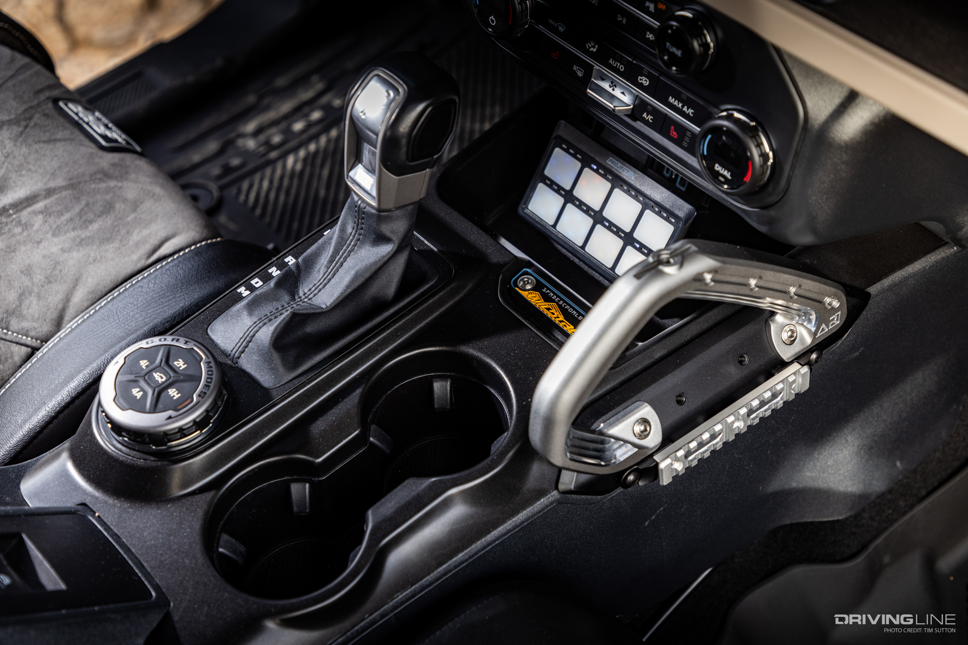 Center console upgrade details in Austin Berendes custom Ford Bronco