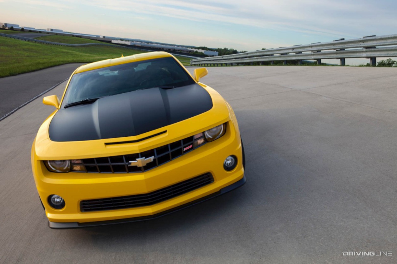 Chevrolet Camaro yellow on track 1LE
