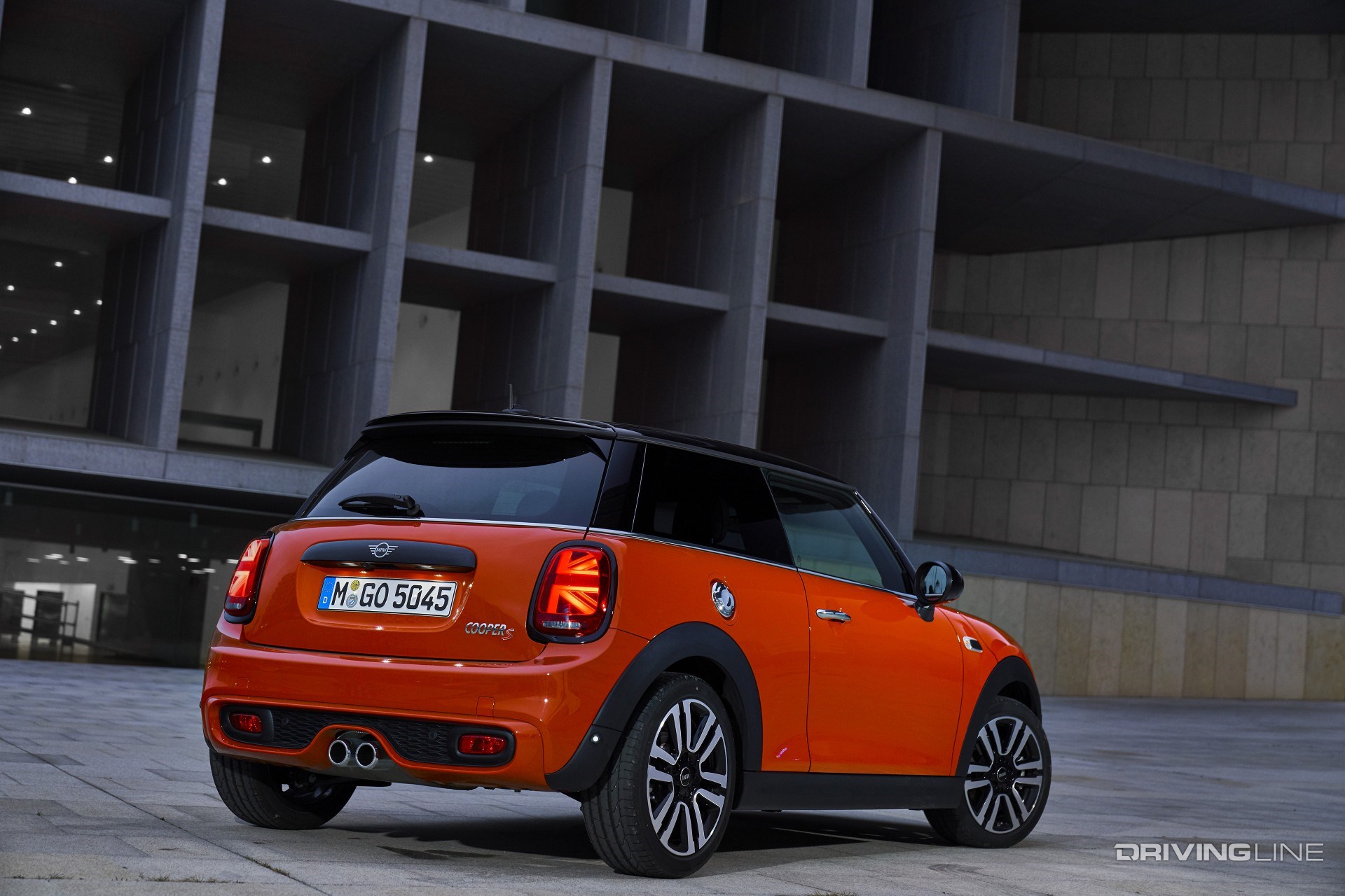2020 Mini Cooper S rear view parked orange